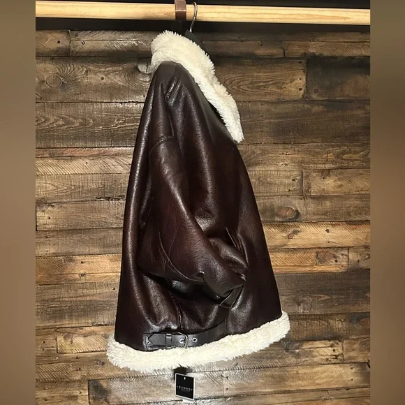 Laundry By Shelli Segal Brown Bomber Jacket with Cream Lining - Picture 4 of 10